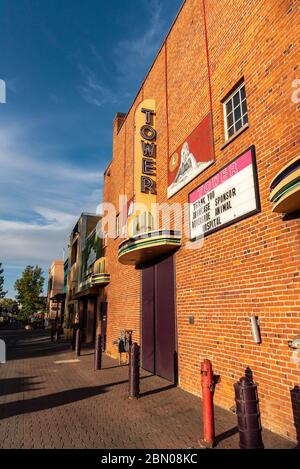 Historic Tower Theater in downtown Bend, Oregon Stock Photo