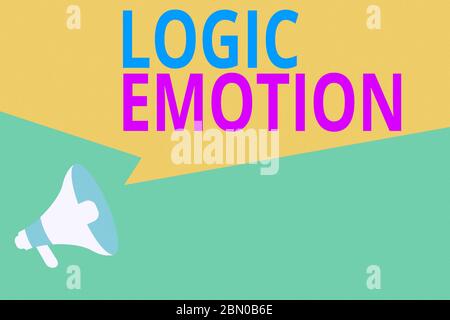 Conceptual hand writing showing Logic Emotion. Concept meaning Unpleasant Feelings turned to Self Respect Reasonable Mind Megaphone Loudspeaker Amplif Stock Photo