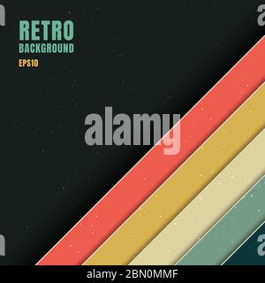 Abstract background pattern stripe diagonal vintage retro color style on black background with space for your text. Vector illustration Stock Vector