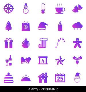 Winter gradient icons on white background, stock vector Stock Vector