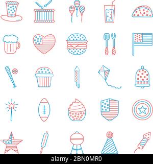 Independence day line and fill style icon set vector design Stock Vector