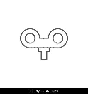 Wind up key vector icon symbol lock isolated on white background Stock Vector