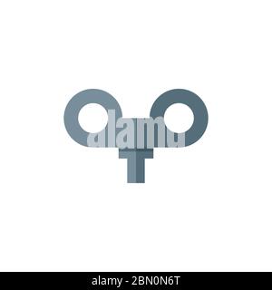 Wind up key vector icon symbol lock isolated on white background Stock Vector