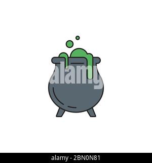 Witch cauldron potion vector icon symbol isolated on white background Stock Vector