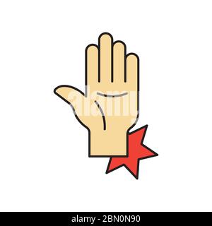 wrist pain vector icon symbol isolated on white background Stock Vector