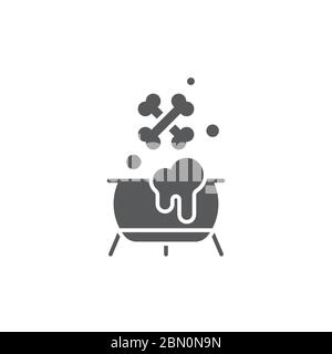 Witch cauldron potion vector icon symbol isolated on white background Stock Vector