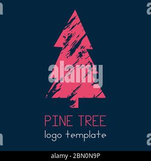 The lonely pine tree logotype. Stock Vector