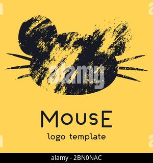 The mouse logo on a yellow background.  Stock Vector