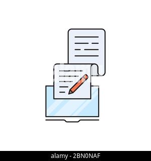 Write blog post vector icon symbol isolated on white background Stock Vector