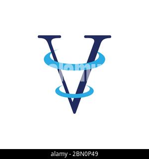 letter v circle rotate motion design logo vector Stock Vector