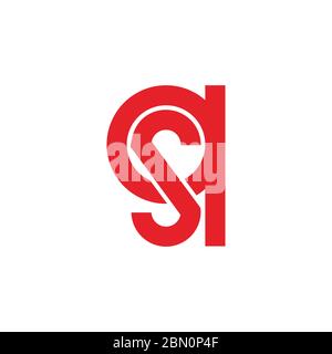 letters qs simple flat geometric line logo vector Stock Vector