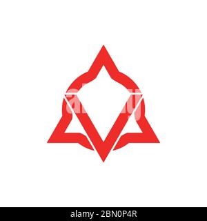 letter v circle triangle geometric line logo Stock Vector