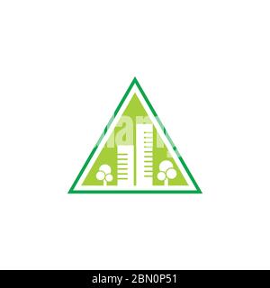 triangle green city symbol logo vector Stock Vector