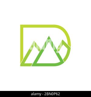 letter d green mountain gradient logo vector Stock Vector