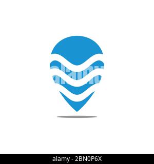 pin location waves stripes logo vector Stock Vector