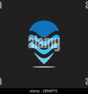 water waves pin location logo vector Stock Vector