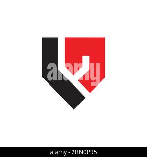 abstract letter ln shield shape geometric logo vector Stock Vector