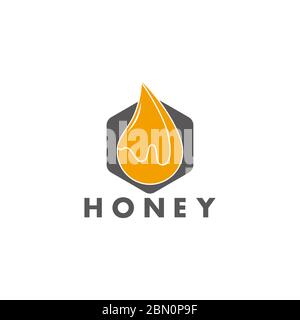 hexagonal honey liquid yellow design symbol logo vector Stock Vector