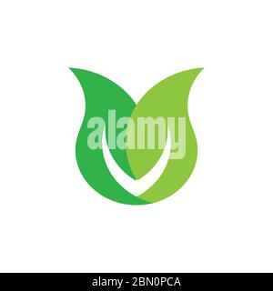 linked leaf vegetables symbol logo vector Stock Vector