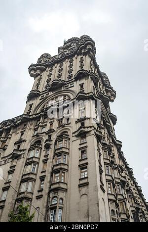 Montevideo / Uruguay, Dec 29, 2018: exterior view of the Salvo Palace, the tallest building in Latin America for a brief period, when it was construct Stock Photo