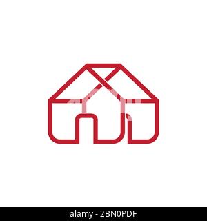 house construction overlapping line design vector Stock Vector