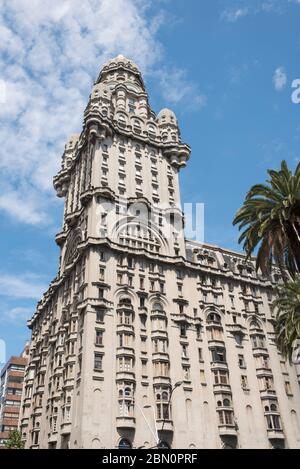 Montevideo / Uruguay, Dec 29, 2018: exterior view of the Salvo Palace, the tallest building in Latin America for a brief period, when it was construct Stock Photo