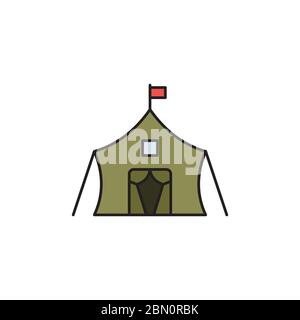 Army tent vector icon symbol isolated on white background Stock Vector