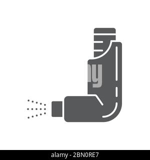 Asthma inhaler vector icon symbol isolated on white background Stock Vector