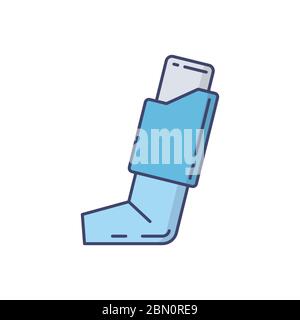 Asthma inhaler vector icon symbol isolated on white background Stock Vector
