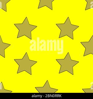 Seamless abstract Star pink pattern on yellow background, Vector illustration texture for paper, wrapping and fabric Stock Vector