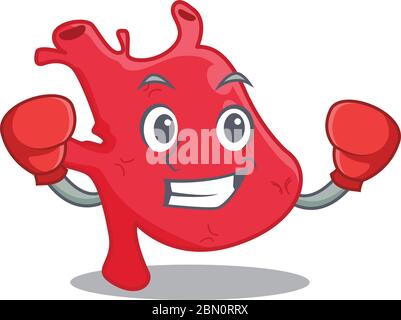 A sporty boxing athlete mascot design of heart with red boxing gloves Stock Vector