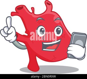 Heart cartoon with character speaking on phone Stock Vector