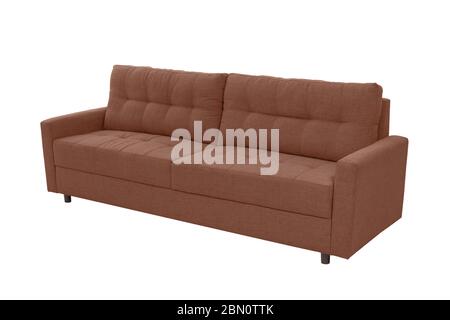 modern beige suede couch sofa   isolated on white background Stock Photo