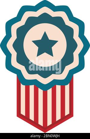 happy independence day, american flag rosette pendant decoraiton vector illustration flat style icon Stock Vector