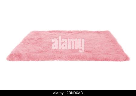 Pink furry carpet. Isolated on white Stock Photo