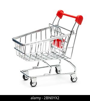 The shopping trolley is empty. Isolated on white background. Stock Photo