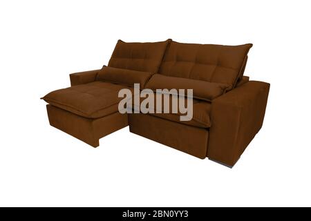 modern color suede couch sofa  isolated on white background Stock Photo