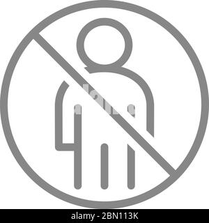 Forbidden sign with a user profile line icon. Public navigation, no man entry symbol Stock Vector