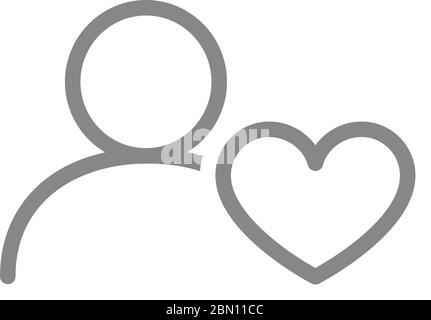 User profile with heart line icon. Charity, donation, feedback symbol Stock Vector