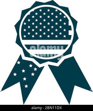 happy independence day, american flag rosette ribbon decoration vector illustration silhouette style icon Stock Vector
