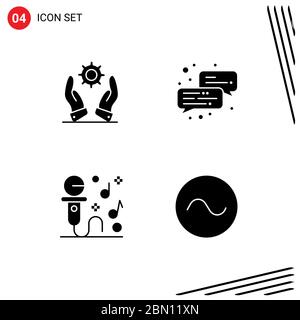 Modern Set of 4 Solid Glyphs and symbols such as business, music, solutions, office, sine Editable Vector Design Elements Stock Vector