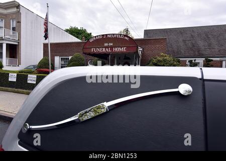 New York City, USA. 11th May, 2020. Outside view of Gerard J. Neufeld Funeral Home, in the Queens borough of New York, NY, May 11, 2020. With the funeral home located in the Elmhurst section of Queens, dubbed the epicenter of the epicenter, 80% of those being transported to Syracuse, NY, for cremation are considered COVID-19 victims. (Anthony Behar/Sipa USA) Credit: Sipa USA/Alamy Live News Stock Photo