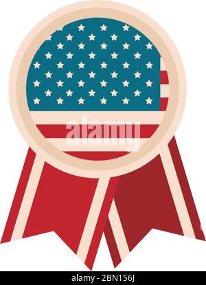 happy independence day, rosette american flag party celebration national vector illustration flat style icon Stock Vector
