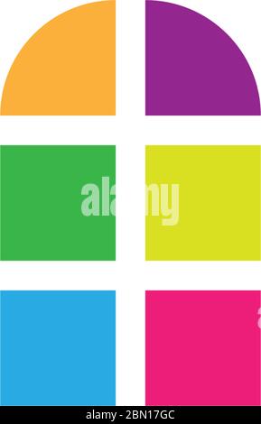 House windows logo icon illustration Stock Vector