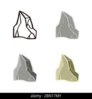 Stone set cube sharp edges shape. Outline sketch, flat style and realistic. Vector illustration. Stock Vector