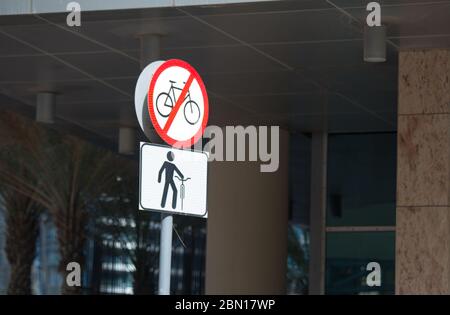 prohibition sign no bicycle, road sign Stock Photo