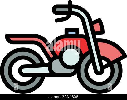 Red motorbike icon. Outline red motorbike vector icon for web design isolated on white background Stock Vector