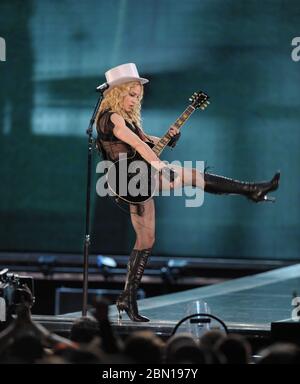Miami, United States Of America. 26th Nov, 2008. NORTH MIAMI BEACH - FL  NOVEMBER 26: Madonna in the 'Sticky & Sweet' tour performs on stage at Dolphin Stadium on November 26, 2008 North Miami Beach, Florida. People: Madonna Credit: Storms Media Group/Alamy Live News Stock Photo