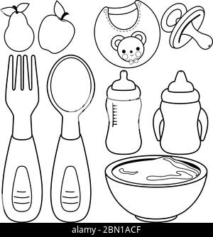 Tableware Kitchenware Coloring Book Illustration Children Stock  Illustration 306774767