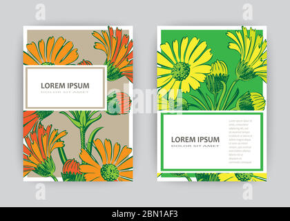 Hand drawn close-up Chrysanthemum flower artistic vector illustration. Botanical wedding flowers Petals painted in yellow orange Floral trendy pattern Stock Vector